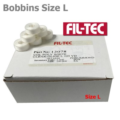 13078 Filtec Plastic Bobbins Size L White 100Pc