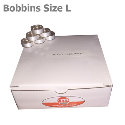 Plastic Size L bobbins "White" 144 units per box
