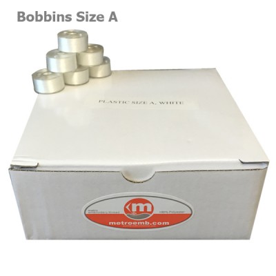 Plastic Size A bobbins "White" 144 units per box