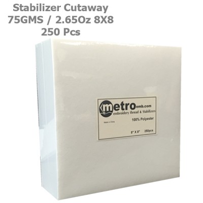 Cutaway (Soft) Stabilizer 8x8 75 Grams 2.65 oz. 250Pc