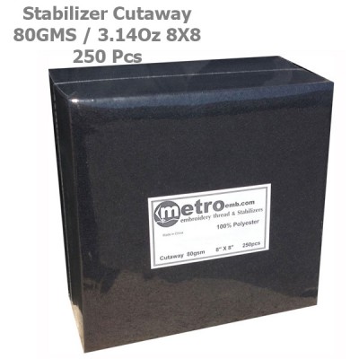 Cutaway Stabilizer (soft) 8X8 BLACK 80 Grams 3.14 oz 250Pc