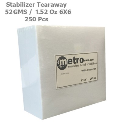 Tearaway Stabilizer 6X6 52 Grams 1.52 oz. 250Pc
