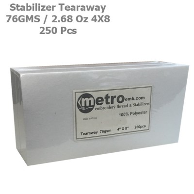 Tearaway Stabilizer 4X8 76 Grams 2.68 oz. 250Pc
