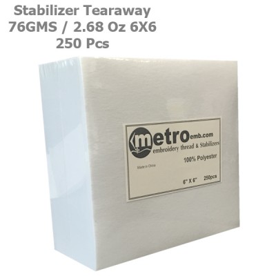 Tearaway Stabilizer 6X6 76 Grams 2.68 oz. 250Pc