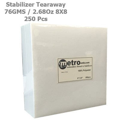 Tearaway Stabilizer 8X8 76 Grams 2.68 oz. 250Pc